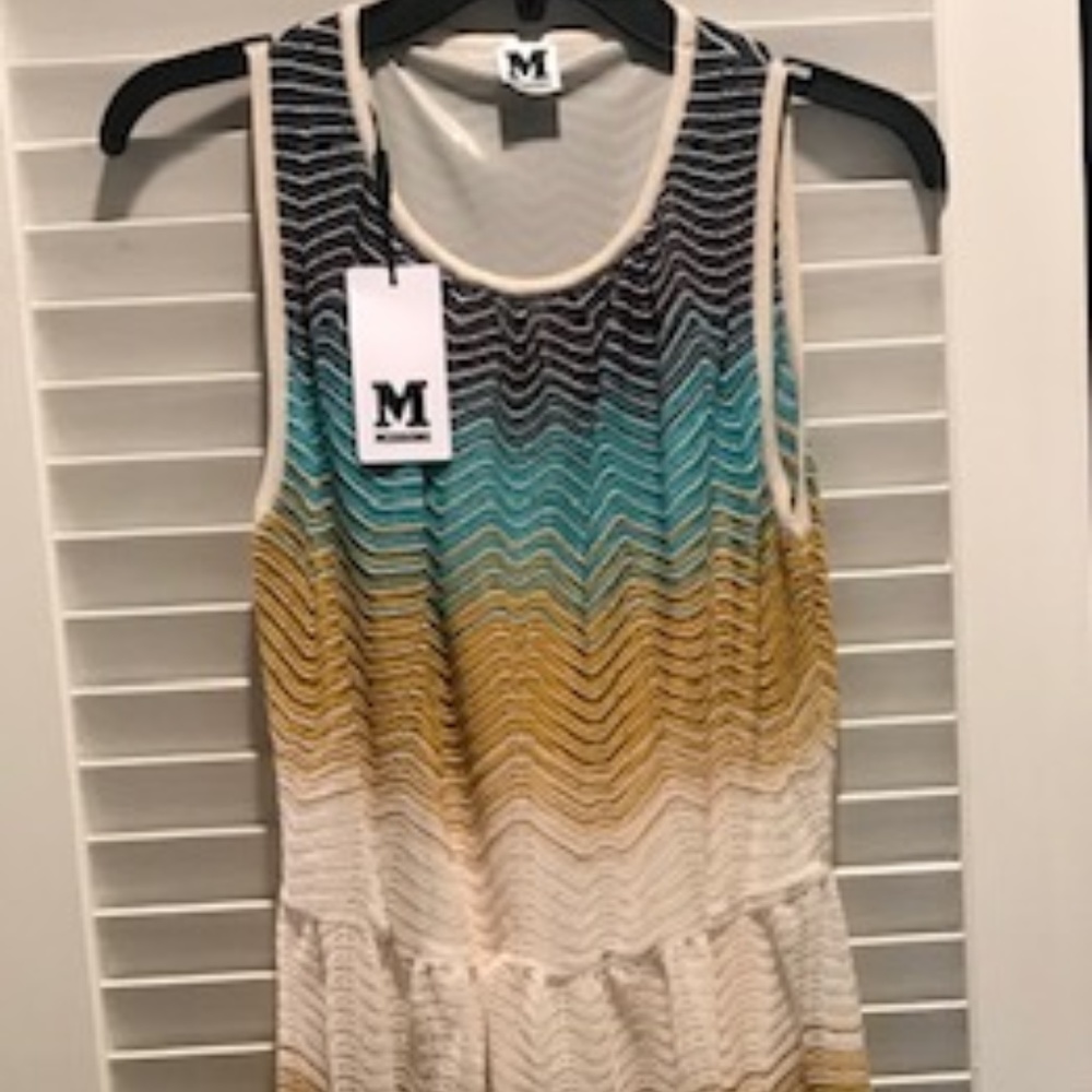 M Missoni Color Block Ripple Knit Dress
